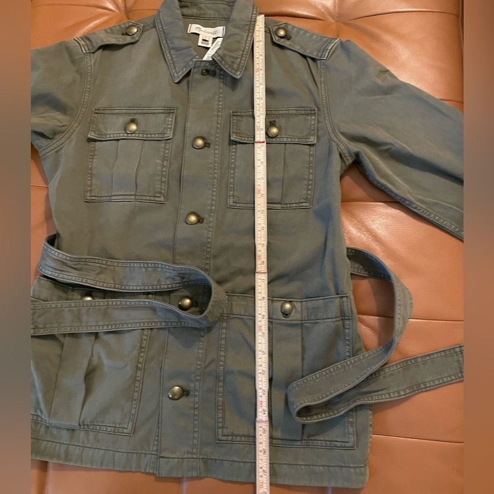 🔥Madewell Olive Green Women's Belted Jacket. Measurements in pictures. NWT - Picture 9 of 12
